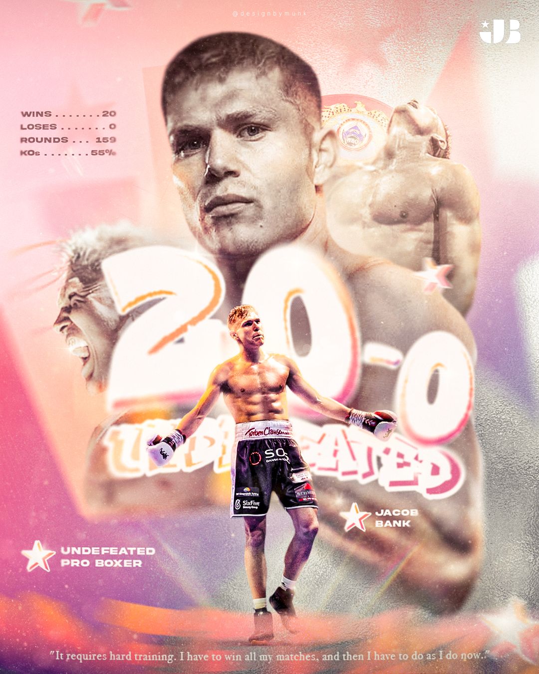 Sports graphic — boxer Jacob Bank, 20-0 undefeated